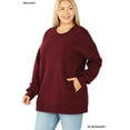 thumbnail image 3 of Zenana Women & Plus (S-3XL) Basic Relaxed Long Sleeve Round Neck Sweatshirts w/Side Pockets, 3 of 4