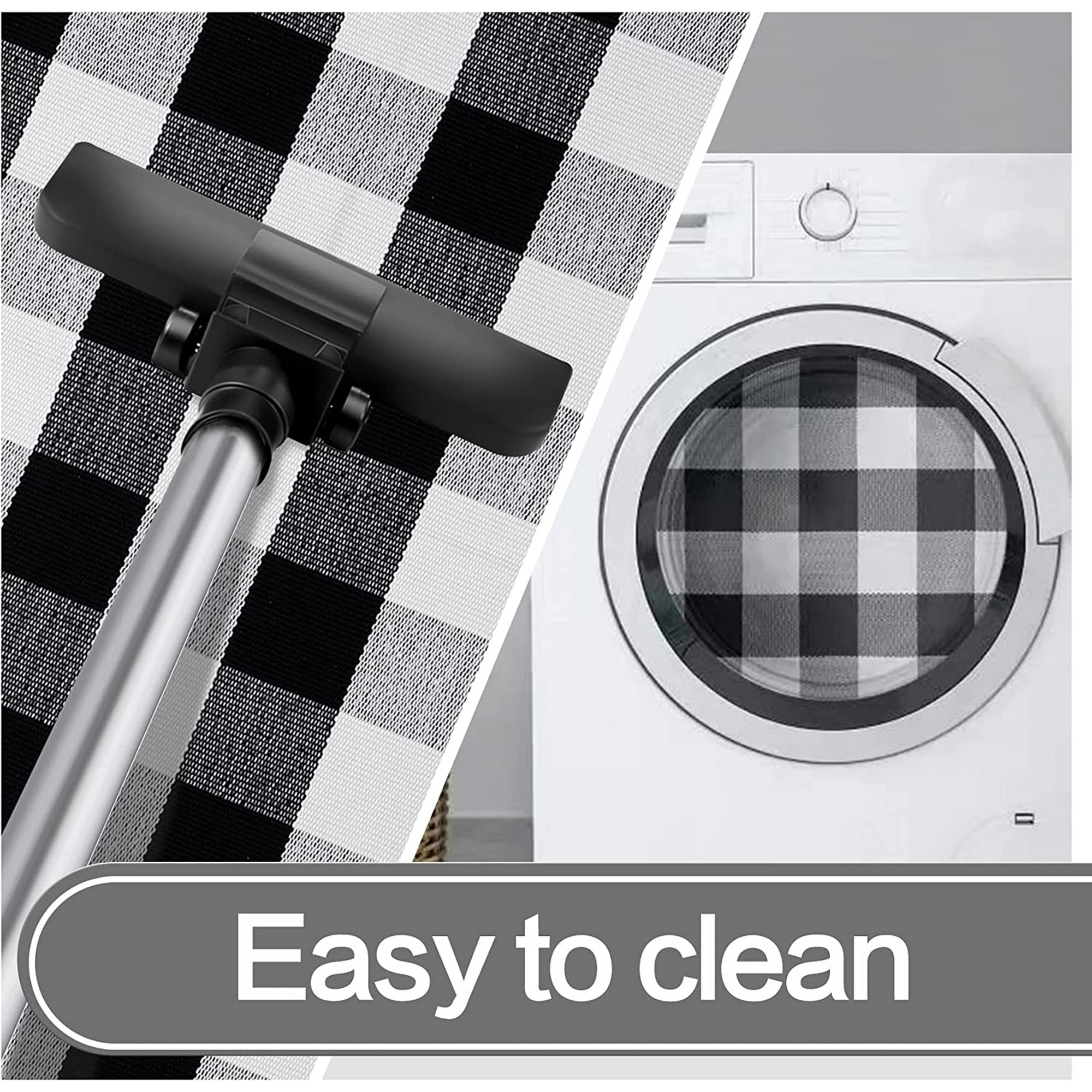 Sanmadrola 24''x36'' Cotton Buffalo Plaid Rug Black and White Check Rugs Hand-Woven Indoor or Outdoor Rugs for Layered Door Mats Washable Carpet for Front Porch Kitchen Farmhouse Entryway