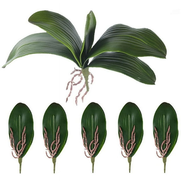 Phalaenopsis Orchids Leaves Artificial Latex Contact Faux Leaf,6 PCS