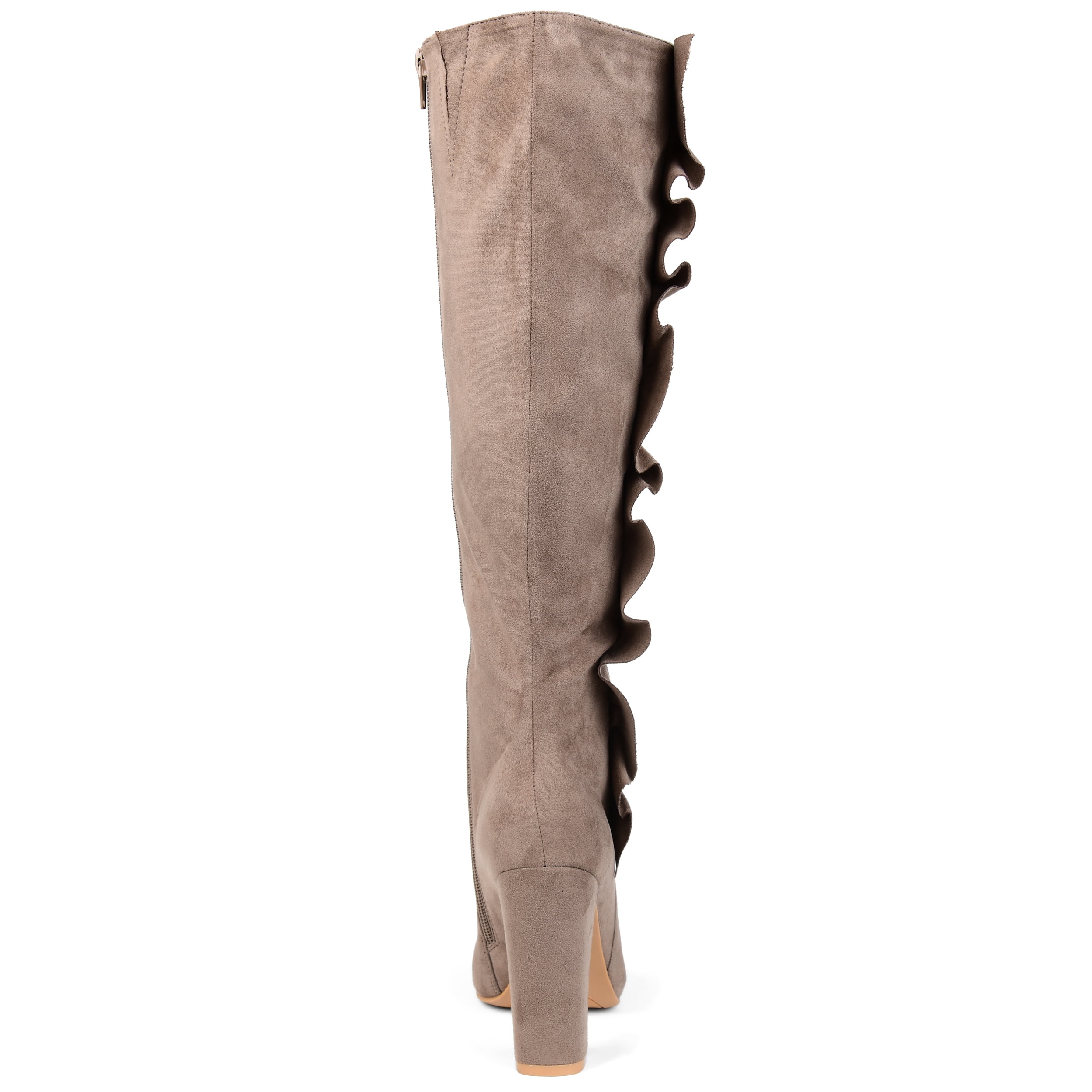 Womens Extra Wide Calf Knee-high Ruffle Boot