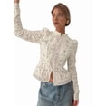 thumbnail image 5 of Women'S Dressy Casual Lace Blouse Long Sleeve Button Up Shirts Tops Spring Fall Fashion Clothes White M, 5 of 9