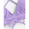 thumbnail image 5 of ZAFUL Women Swimsuit Cinched Ribbed Lace Up Brazilian Bikini Swimwear Purple M, 5 of 6