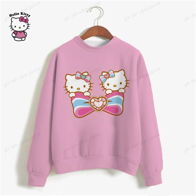 Chandails à Capuche Mode Urbaine Hello Kitty Imprimés Chandail pour Femmes Automne Hiver Manches Longues Harajuku Chandails à Capuche Chandail Sudadera HOEMLIN
