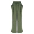 thumbnail image 4 of DENGDENG Womens Baggy Barrel Sweatpants Lounge Elastic High Waisted Palazzo Pants Casual Drawstring Wide Leg Sweatpants Loose Fall Color Block Trousers W/pockets Army Green M, 4 of 6