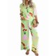 thumbnail image 3 of Conjunto de 2 Piezas de Chándal de Verano para Playa con Camisa de Corta y Botones para Mujer, Top Estampado, Pantalones Cortos de Descanso Flores de Frutas L, 3 of 9