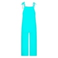 thumbnail image 5 of safuny Women's Wide Leg Cotton Loose Jumpsuits Pocket Teen Fashion Girls Solid Color Relaxed Sleeveless Scoop Neck Trousers Casual Comfy Bandage Adjust Sky Blue S, 5 of 5