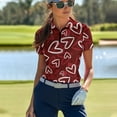 thumbnail image 3 of COEQINE Valentine's Day Women Short Sleeve Golf Shirts Moisture Wicking 1/4 Zip Golf Polo Shirt Lightweight V Neck Sportswear Soft Cooling Bowling Shirt Heart Red Print Tennis Activewear, L, 3 of 7