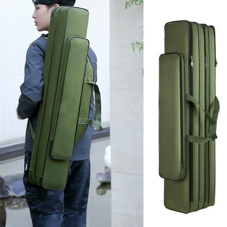 Fishing Rod Case 3-Layer Oxford Waterproof Bag Portable Fishing Pole Storage for Travel Tackle Organization Gear Protection Durable Carry Case for Rods Reels Fishing Accessories