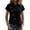 #066-Black, variant on Craaazy Short Sleeve Button Down Shirts for Women Slim Fit Solid Color Collared Casual Blouses with Diagonal Offset Buttons Asymmetric Irregular Hem Soft Tops for Spring Summer Office & Daily Outfit