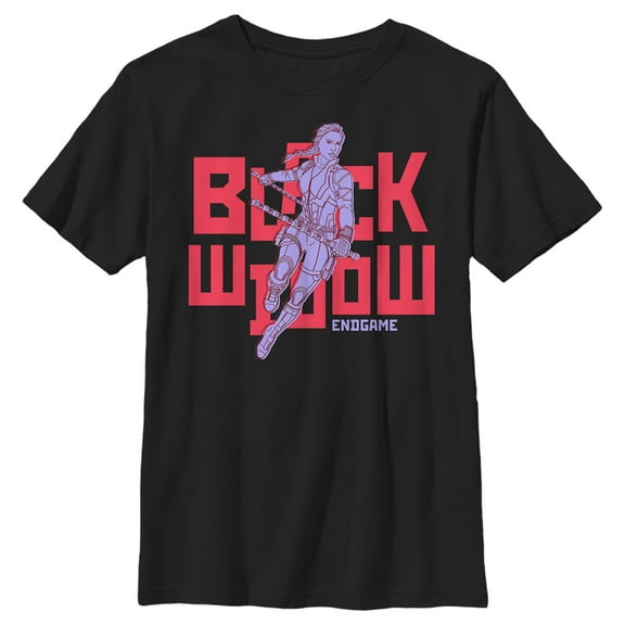 Boy's Marvel Avengers: Endgame Minimalist Black Widow Graphic Tee Black X Small