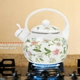 thumbnail image 5 of 2.3 Quart Vintage Enamel Tea Kettle Whistling for Stove Top Floral on Steel Home, 5 of 6