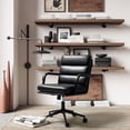 thumbnail image 5 of Faux Leather Home Office Chair, Swivel Task Desk Chair with Padded Cushion, Black, 5 of 8