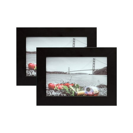 Golden State Art, Two Tabletop Black Frames Made to Display 4x6 inches Pictures – Glass Front, Easel Stand, Ready to Display on Desktop and Table Top (2, Black)