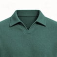 thumbnail image 6 of Zivyakyron Business Polos for Men Pullover Knit Long Sleeve Fall Collared Loose Casual Shirts Plain Green 3XL, 6 of 7