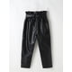 thumbnail image 2 of Pantalones de cuero de PU para niñas pequeñas Pantalones de tubo elásticos de cintura alta sólidos con cinturón XBTCLXEBCO 4-5 años, Negro, 2 of 6