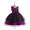 thumbnail image 2 of SERTG Girls Dress Sleeveless Round Neck Exquisite Three-dimensional Flower Trailing Mesh Petal Cake Dress Halloween Role-playing Dress Princess Dress for Kids 4-10 Years(Purple,4 Years), 2 of 9