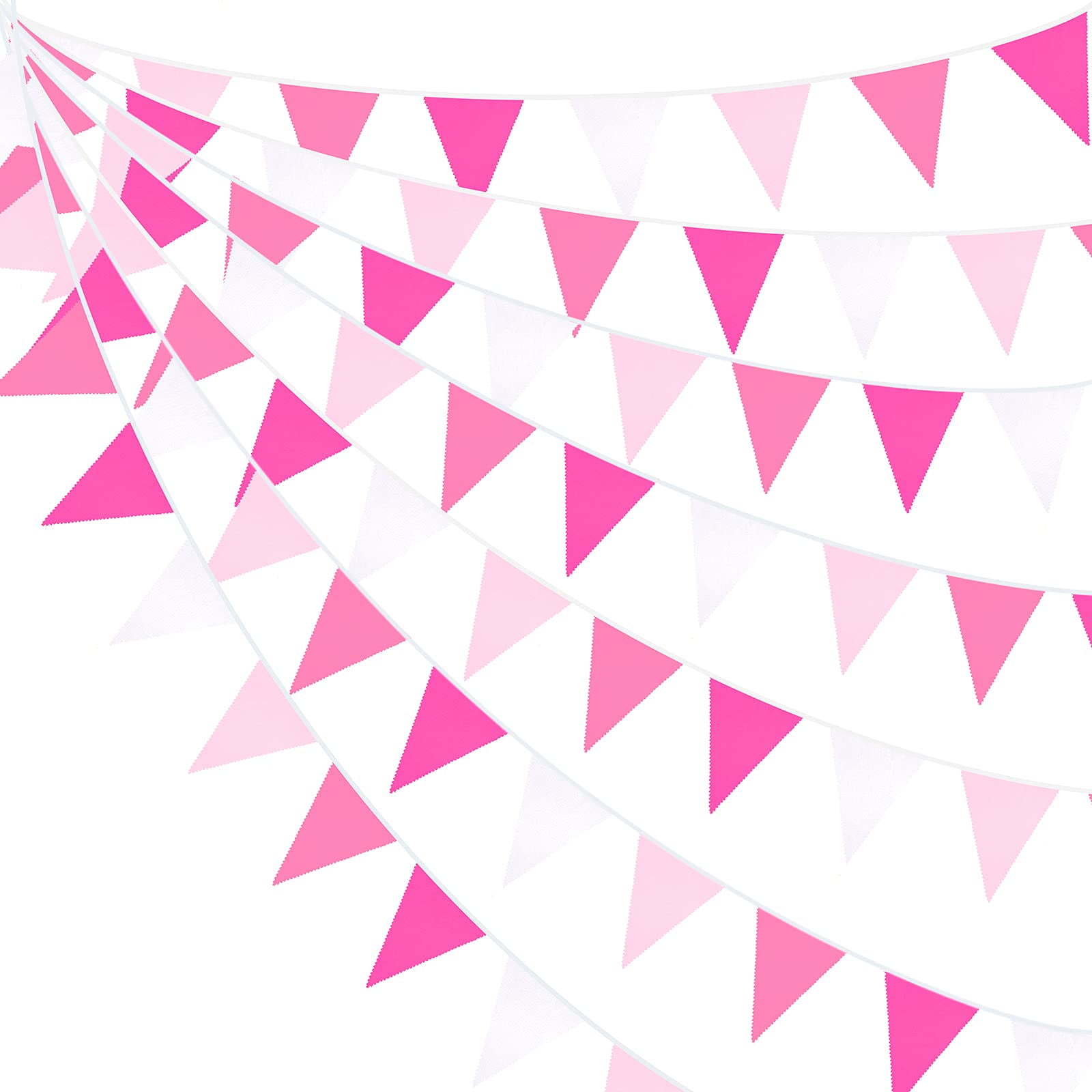 32Ft Rose Hot Pink Pennant Banner Fabric Triangle Flag Cotton Bunting ...