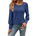 thumbnail image 1 of Camisas de Larga con Cuello Redondo para Mujer, Blusas de Otoño, Sudaderas Elegantes de Moda con Leggings Azul XL, 1 of 9