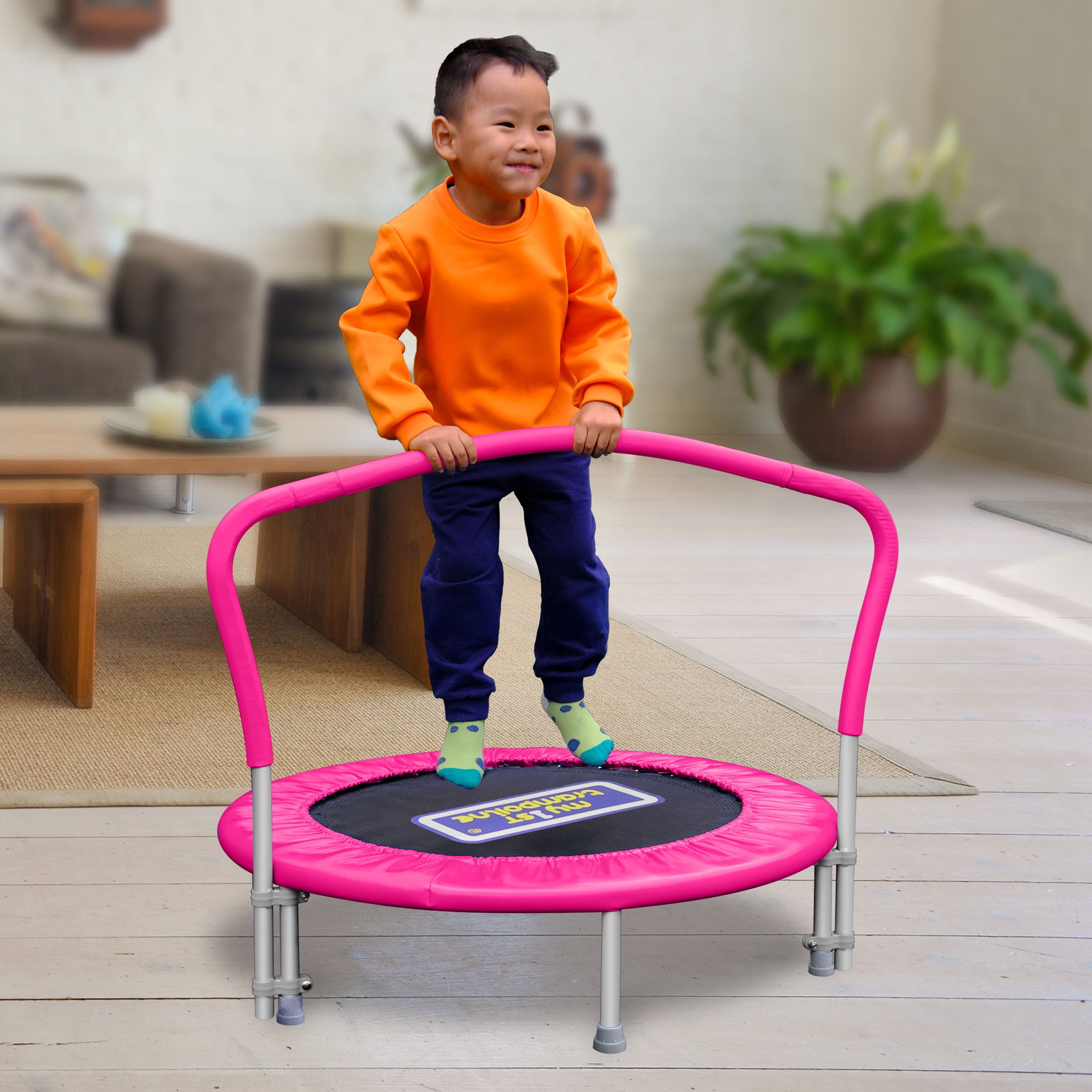 Sportspower My 1st Trampoline 36" Indoor/Outdoor Mini Rebounder Trampoline with No-Gap Padded Cover, for Toddlers & Kids, Max Weight Capacity 220 LBS - PINK
