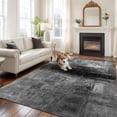 thumbnail image 3 of Black Abstract Washable Living Room Rugs 8'x10', Vintage Graffiti Low Pile Throw Large Area Rug Non-Slip Sturdy Edge Binding Carpet for Bedroom Dining Room Office, 3 of 9