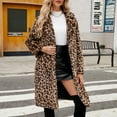 thumbnail image 6 of Yucgh Women's Winter Fashion Casual Lapel Leopard Print Plush Long Coat, Elegant and Warm Overcoat for Cold Seasons, Fashionable Design,L, 6 of 7