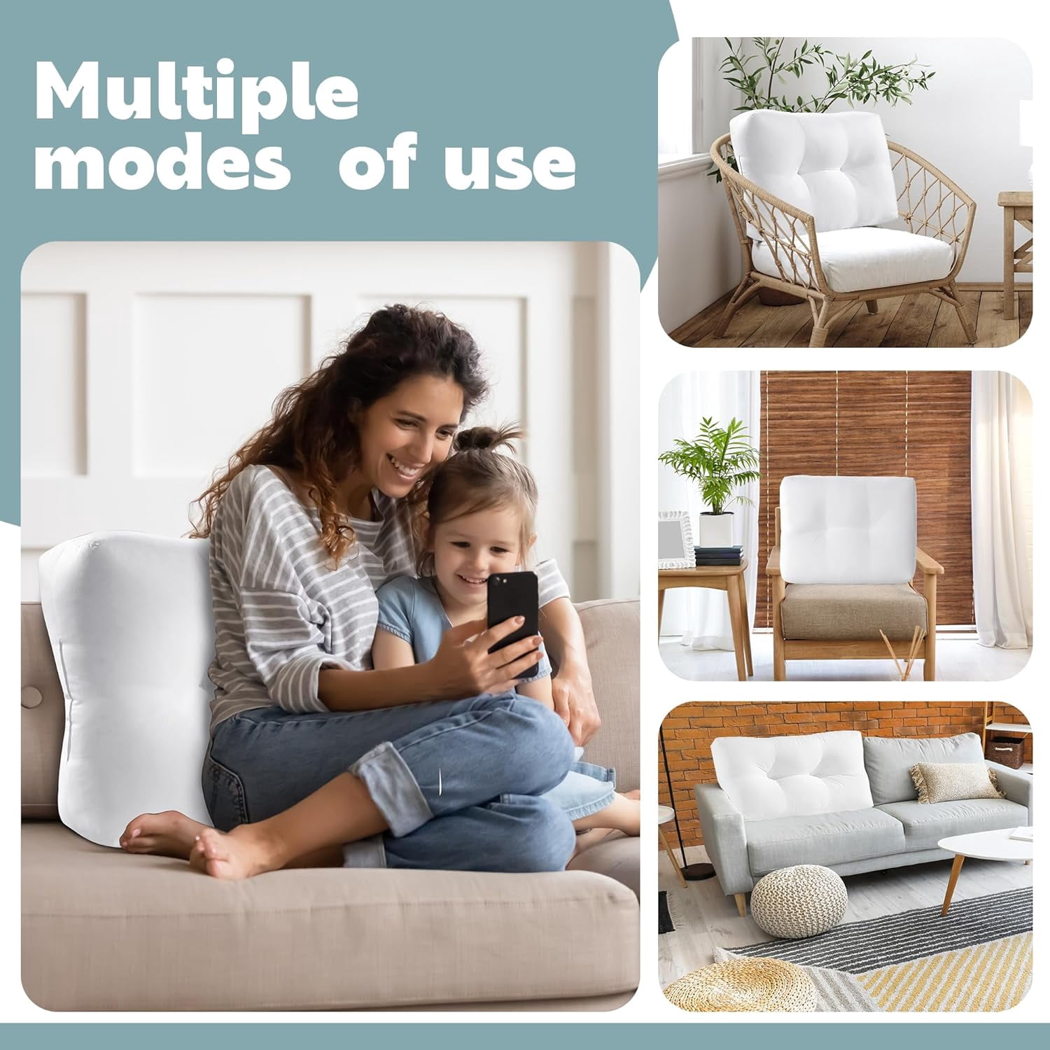 Shredded Foam Sofa Back Cushions, Supportive Back Cushion Replacement for Couch, Stuffing Filling Lumbar Support Pillow for Couch, Bed, Floor, (27.5"x18"x5")