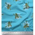 thumbnail image 1 of Soimoi Blue Cotton Duck Fabric Leaves & Flower Print Sewing Fabric BTY 42 Inch Wide, 1 of 1