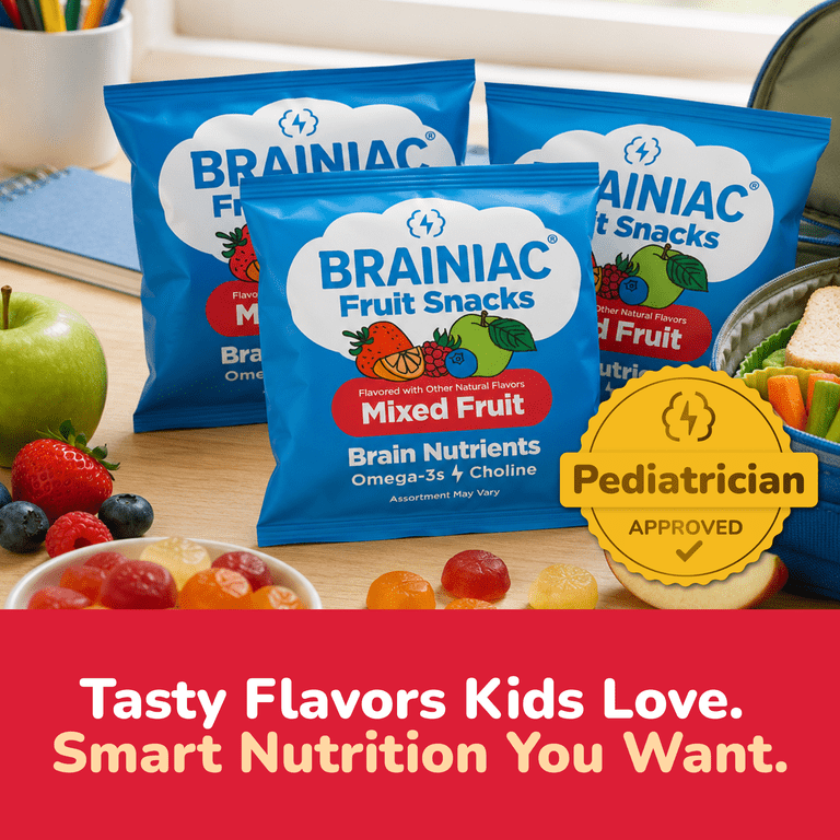 Brainiac Fruit Snacks with BrainPack, Mixed Fruit Flavor, 20 count