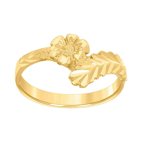 10k Yellow Gold Womens Flower Fashion Ring 10.4x2.5mm Wide Ring for Women - 1.8 Grams