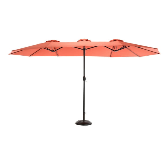 14.8 Ft Double Sided Outdoor Umbrella Rectangular Patio Large with Crank – Orange