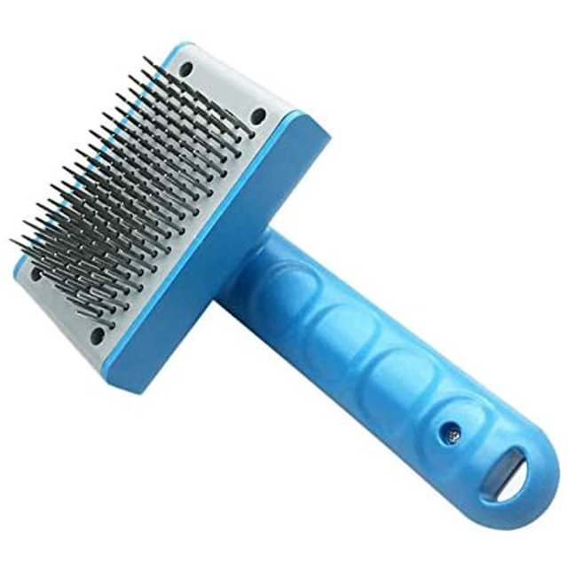 Cepillo de aseo para perros, herramienta deshumidificadora para perros y gatos, aguja de punta redondeada para quitar bobinados y pelo suelto, azul JFHHH pequeña