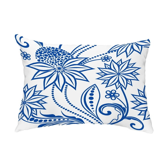 Simply Daisy, 14" x 20" Ella Blue Floral Decorative Outdoor Pillow