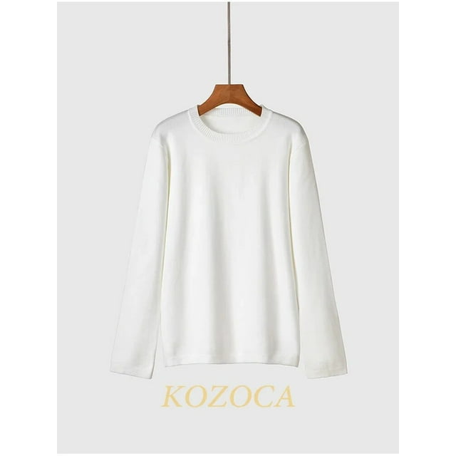 Kozoca Chandail Femme Automne Hiver Coupe Régulière Chandail Décontracté Épais Chaud Doux Col Rond Mode