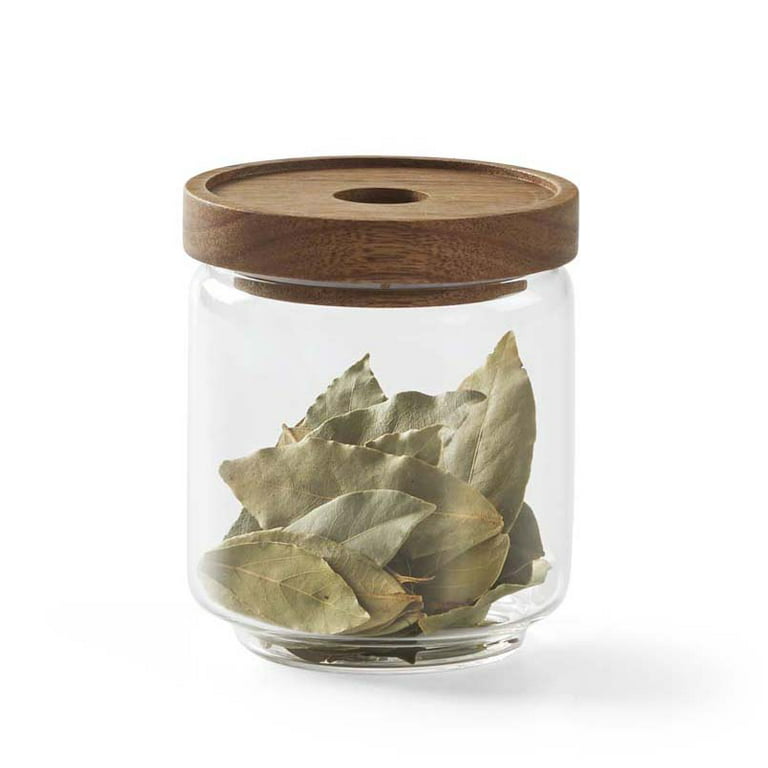 Vetri Glass 2-Piece Storage Jar Set - with Acacia Lid - 8 x 8 x 7 1/2 -  1 count box