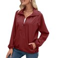 thumbnail image 1 of Abrigo de mujer Chaquetas para mujer Chaqueta impermeable ligera con capucha y bolsillos Cortavientos para exteriores para senderismo al aire libre 1 1, 1 of 5