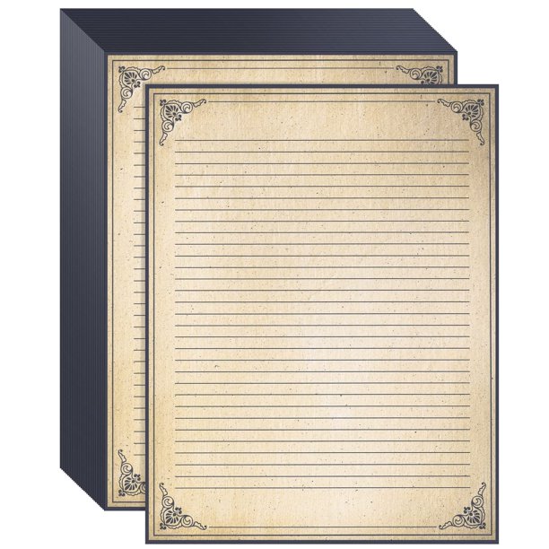 Papel de papelería Juvale Fancy Vintage rayado, 48 hojas