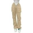 thumbnail image 1 of Gibobby Pantalones deportivos para mujer Pantalones Cargo Cintura Pantalones Pantalones Bolsillos Sólidos Monos casuales Mujeres Deportes Pantalones elásticos(Caqui,G), 1 of 5