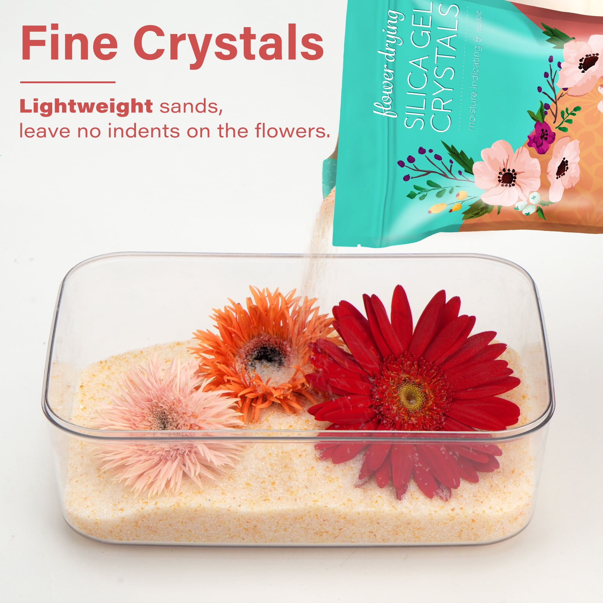 LotFancy Silica Gel Flower Drying, 2.5 LBS Color Indicating Silica Crystals, Reusable Desiccants