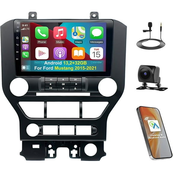 For 2015-2021 Ford Mustang Apple Carplay Car Radio Android 13 Navi GPS Player