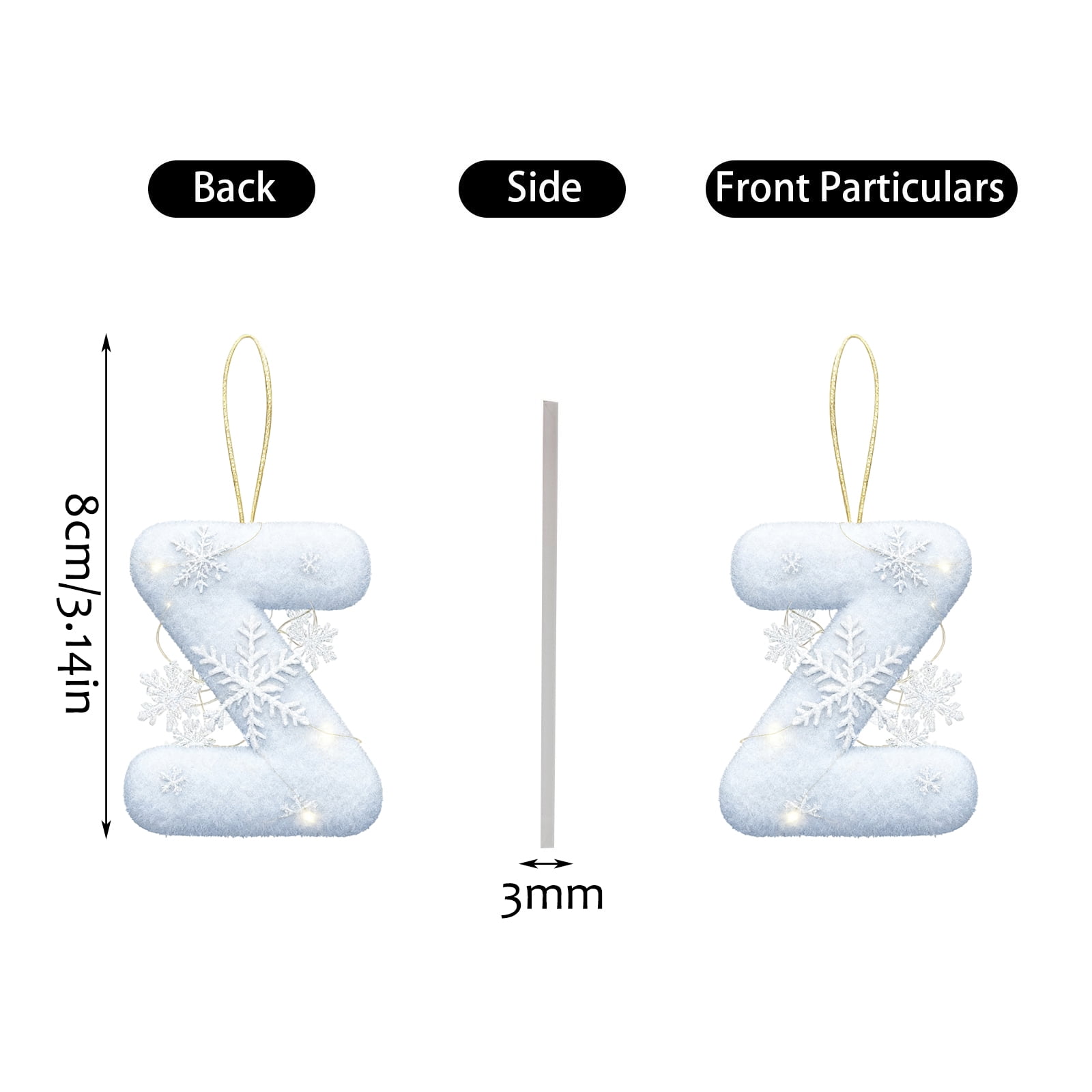 26 Letter Christmas Tree Hanging Pendant, 3.14Inch 2D Acrylic Christmas Letters Ornaments, A to Z Ornament Letters Decorative Hanging Xmas Letters for Christmas Tree DIY Craft Xmas Ornaments (O)