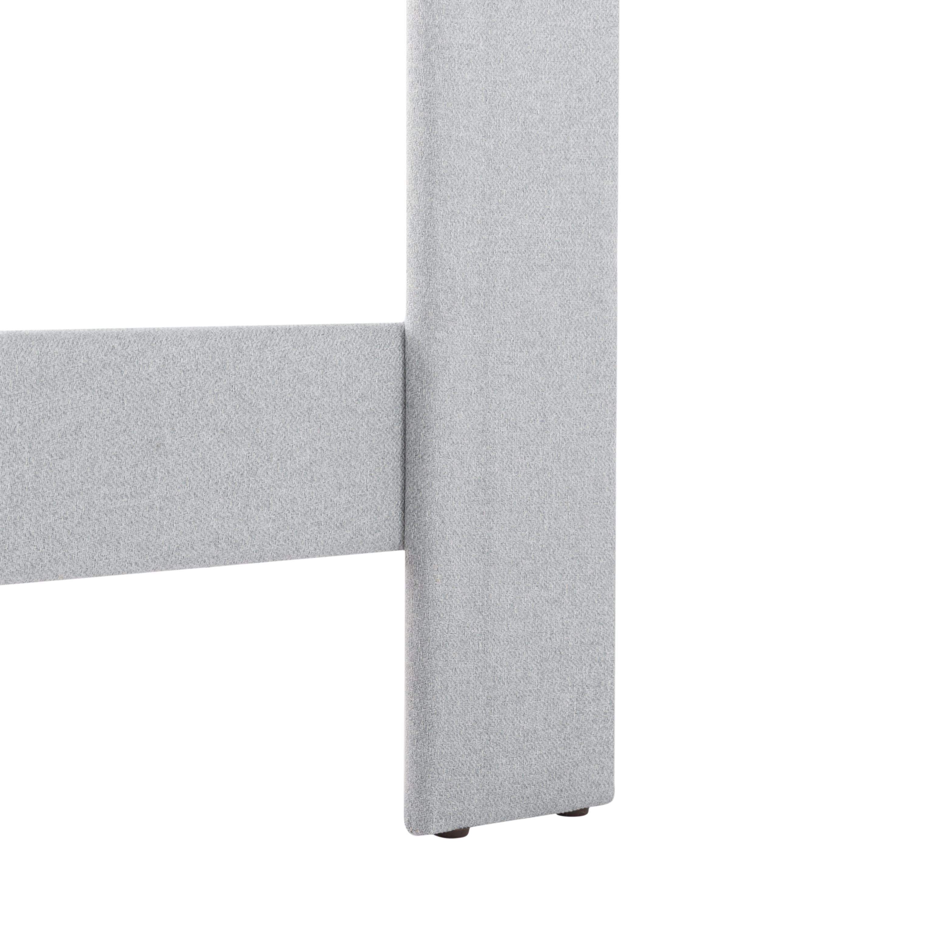 Gewnee Light Grey Full Size Platform Bed Frame Linen Upholstered Tufted Headboard Solid Wood Slat Support with Center Leg for Bedroom No Box Spring