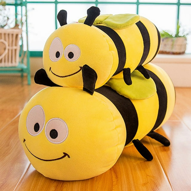 Almohada de felpa Bumble Bee | Juguete de peluche suave | Muñeca de abeja linda kawaii | Cojín decorativo amarillo negro | Cojín de felpa | 17.72 pulgadas | Regalo acogedor para el hogar, la