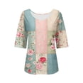 thumbnail image 5 of Tittly Cute Summer Tops for Women, 3/4 Sleeve Shirts for Women Dressy Tunic Tops Casual Wear with Floral, Graphic Tees for Women, V Neck T Shirts for Women Blue XL, 5 of 5