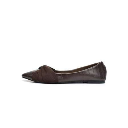 

UKAP Women s Flats Comfortable Penny Loafer Slip On Walking Shoes Fashion Loafers Ladies Dress Shoe Pointy Toe Non-slip Dark Brown 7
