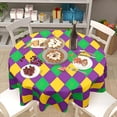thumbnail image 7 of Mardi Gras Tablecloth Round 70 Inch Carnival Table Cloth Circle Purple Yellow Green Table Cover Tabletop for Home Decor Dining Room Kitchen Party Picnic, 7 of 7