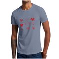 thumbnail image 1 of Hombres manga corta casual pareja dibujado a mano corazón impresión cuello redondo pulóver camiseta blusa Pompotops  oipoqjl4181, 1 of 4