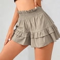 thumbnail image 4 of CAIVO Women Summer Fashion Waist Cinching Ruffle Casual Shorts Loose Fit Beach Bottoms Stylish Outdoor Work Solid Color Bottoms, 4 of 7