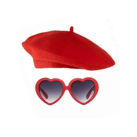 French Lolita Beret and Heart Sunglasses Kit