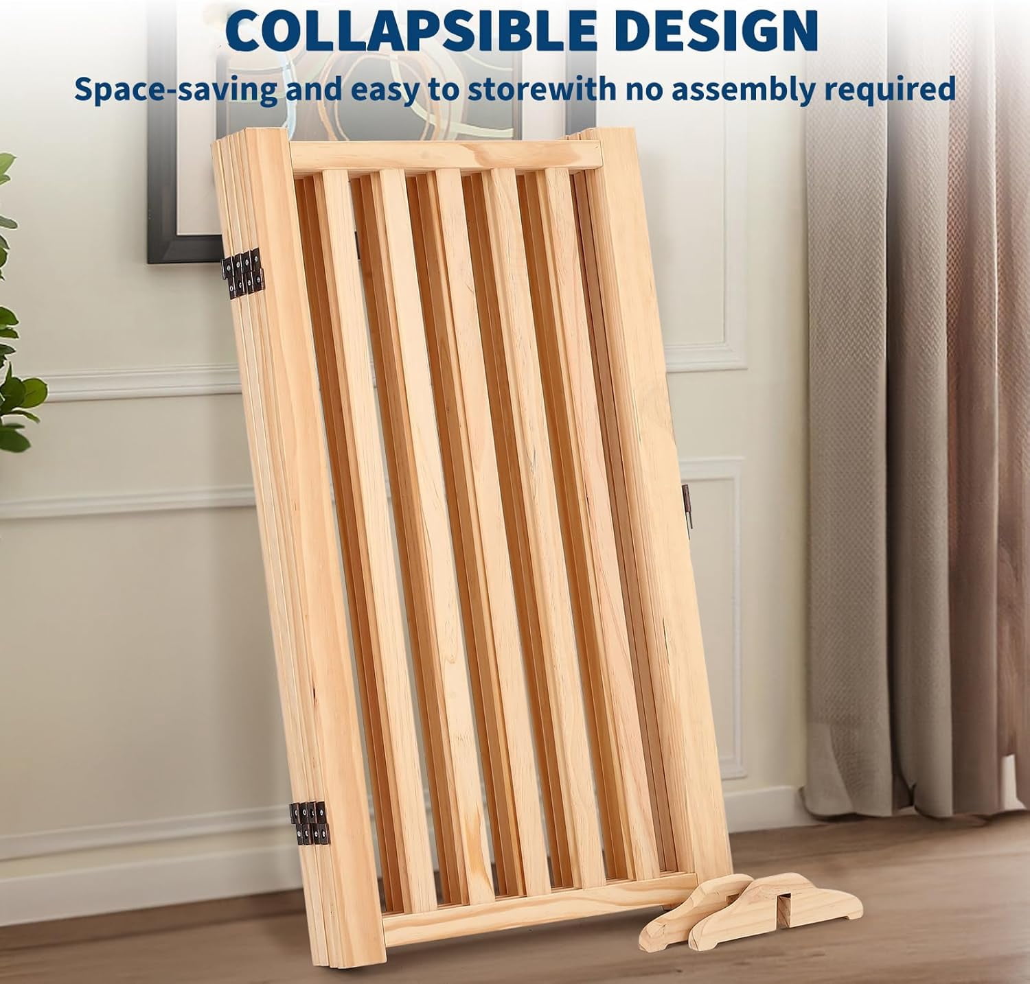 Wooden Freestanding Dog Gate,Pet Gate with Support Feet, Indoor Dog Fence for The House,Doorways, Stairs，Expandable Pet Fence -4 Panel H:36”