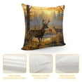 thumbnail image 4 of Heduofu Square Short Plush Pillow Covers, Short Plush Pillow Cases Cushion Covers for Home Sofa Couch Living Room Car Decor - Autumn Deer Woods Fighting, 4 of 5